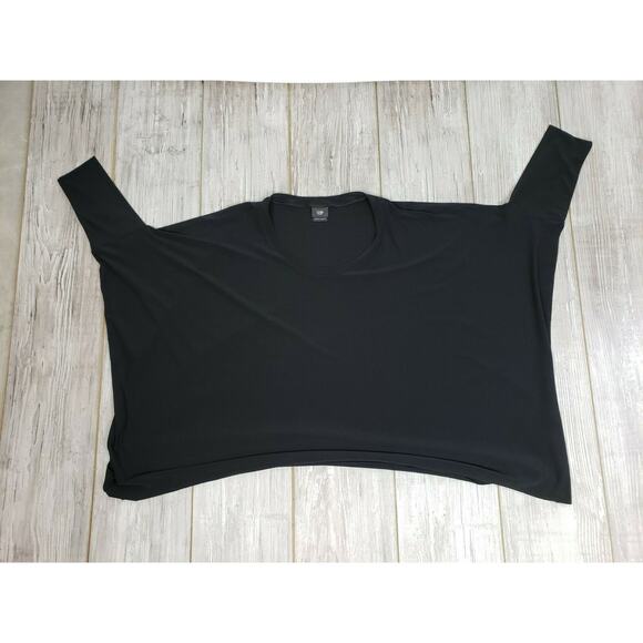 CREA CONCEPT Black Poly stretch Blouse 38/US 8 Lagenlook Oversize Slouch Top - Picture 5 of 6